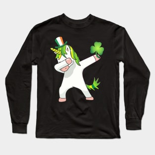 St Patricks Day Girls Dabbing Unicorn Leprechaun Lepricorn Long Sleeve T-Shirt